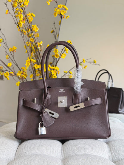 Hermès Structured Handbag - Dark Brown