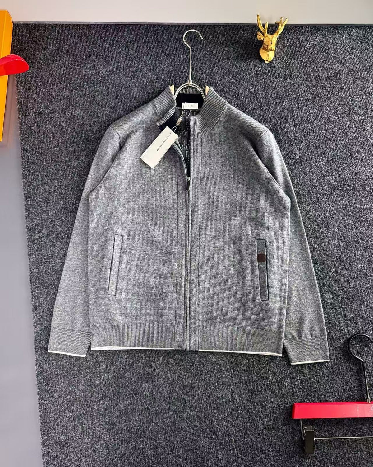 Dior Stand-Collar Zip Jacket - Grey