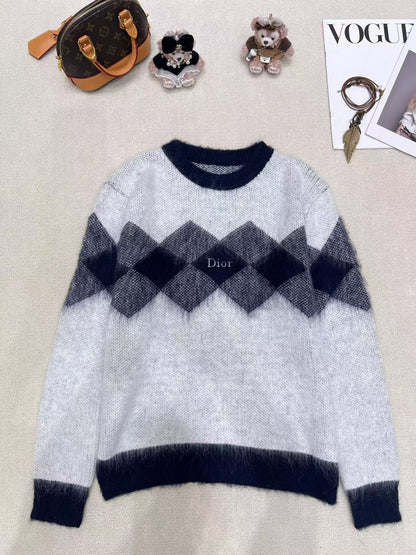Dior Argyle Sweater - White