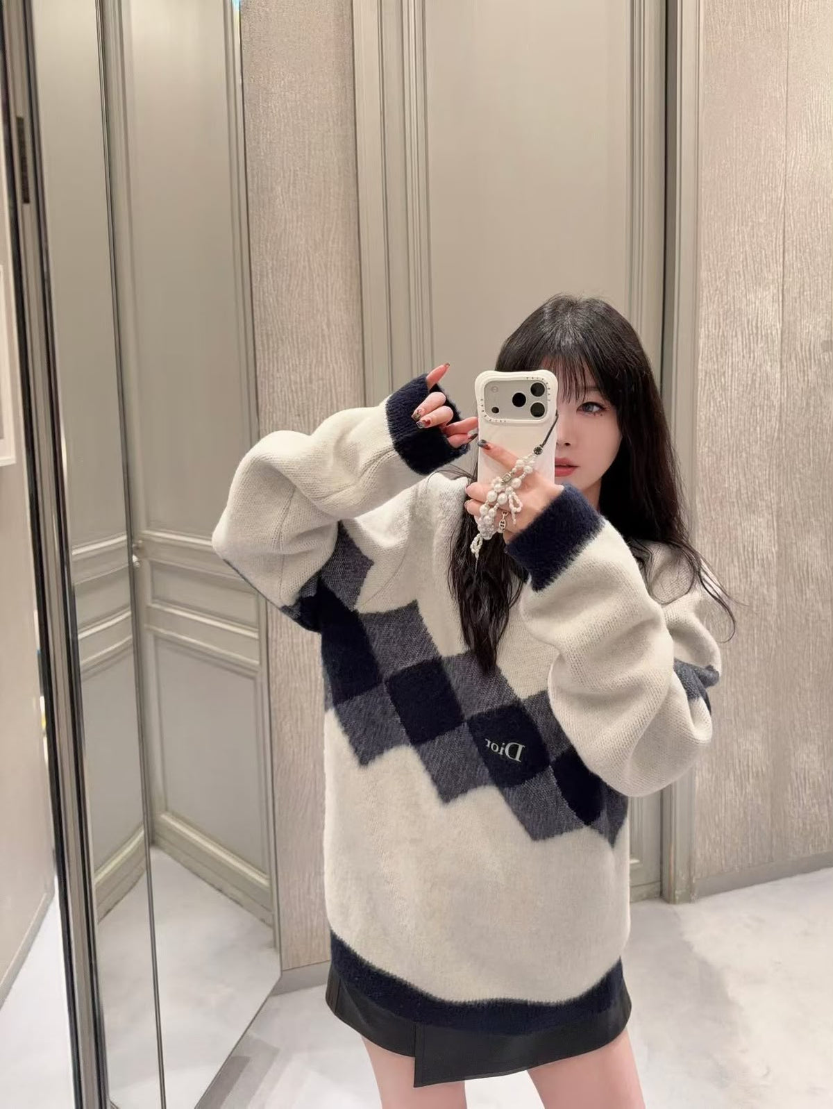 Dior Argyle Sweater - White