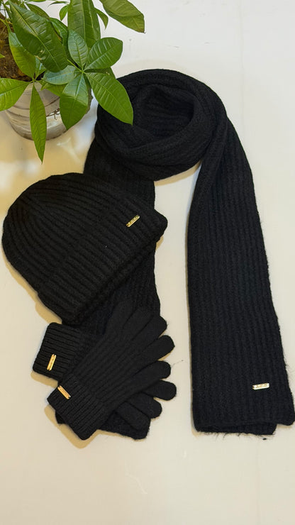 Loro Piana Scarf & Beanie - Black