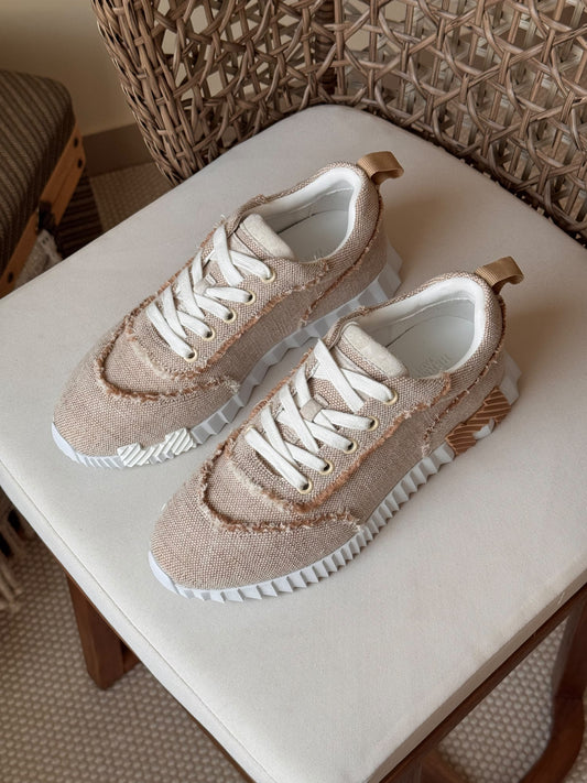 Hermes Fringe-Edge Sneakers - Beige