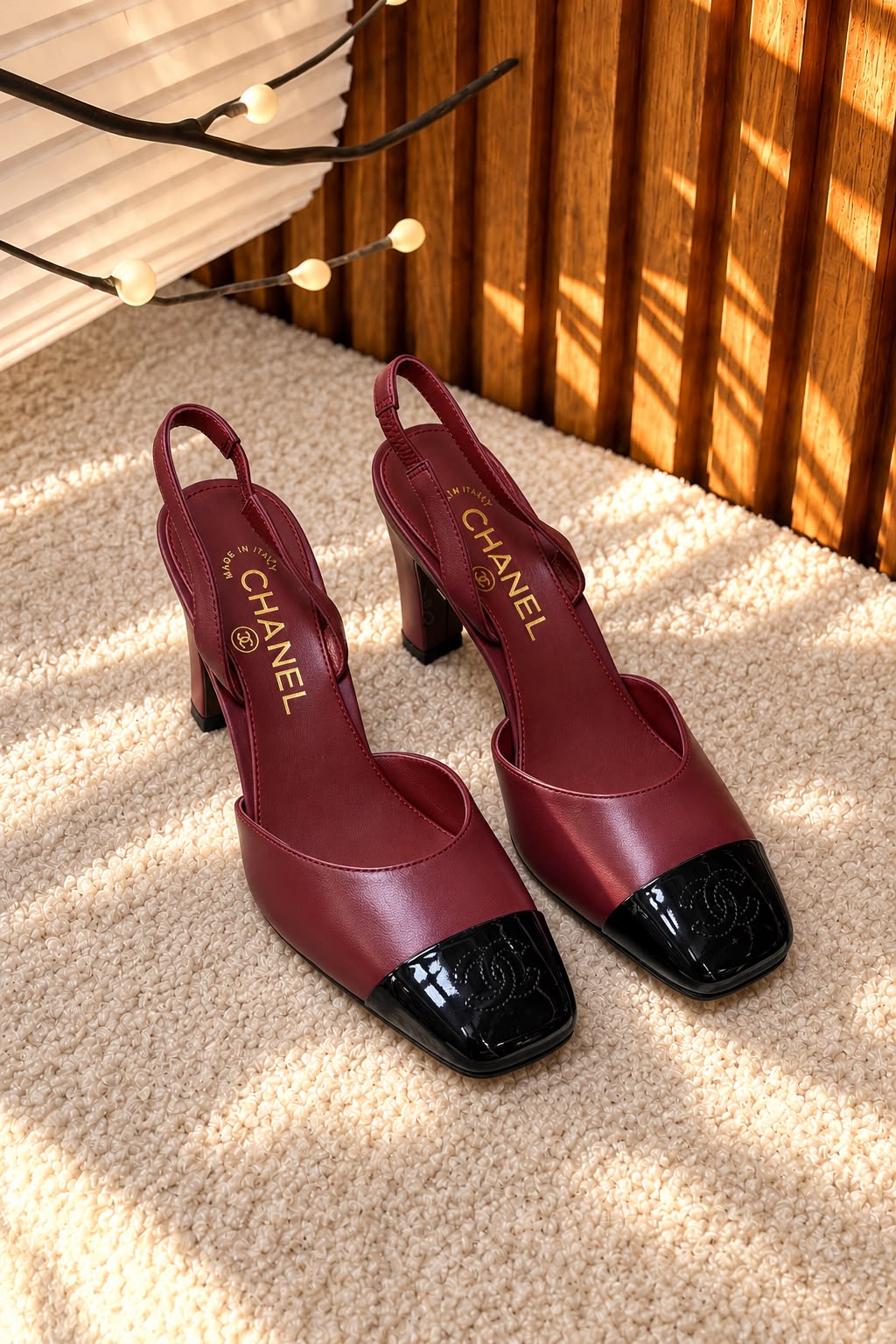 Chanel Heels - Burgundy & Black