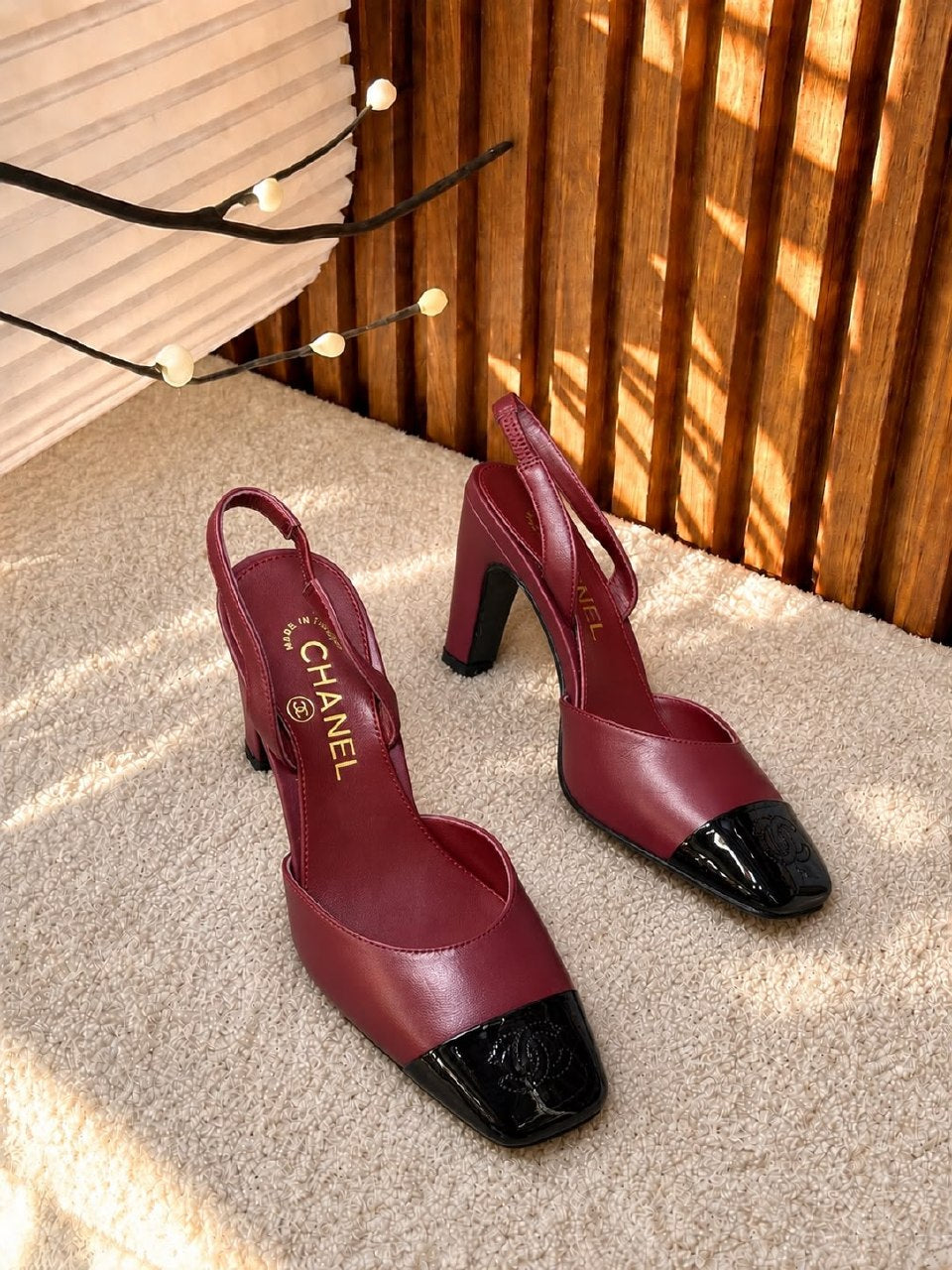 Chanel Heels - Burgundy & Black