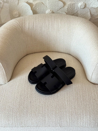 Hermes Slippers - Black