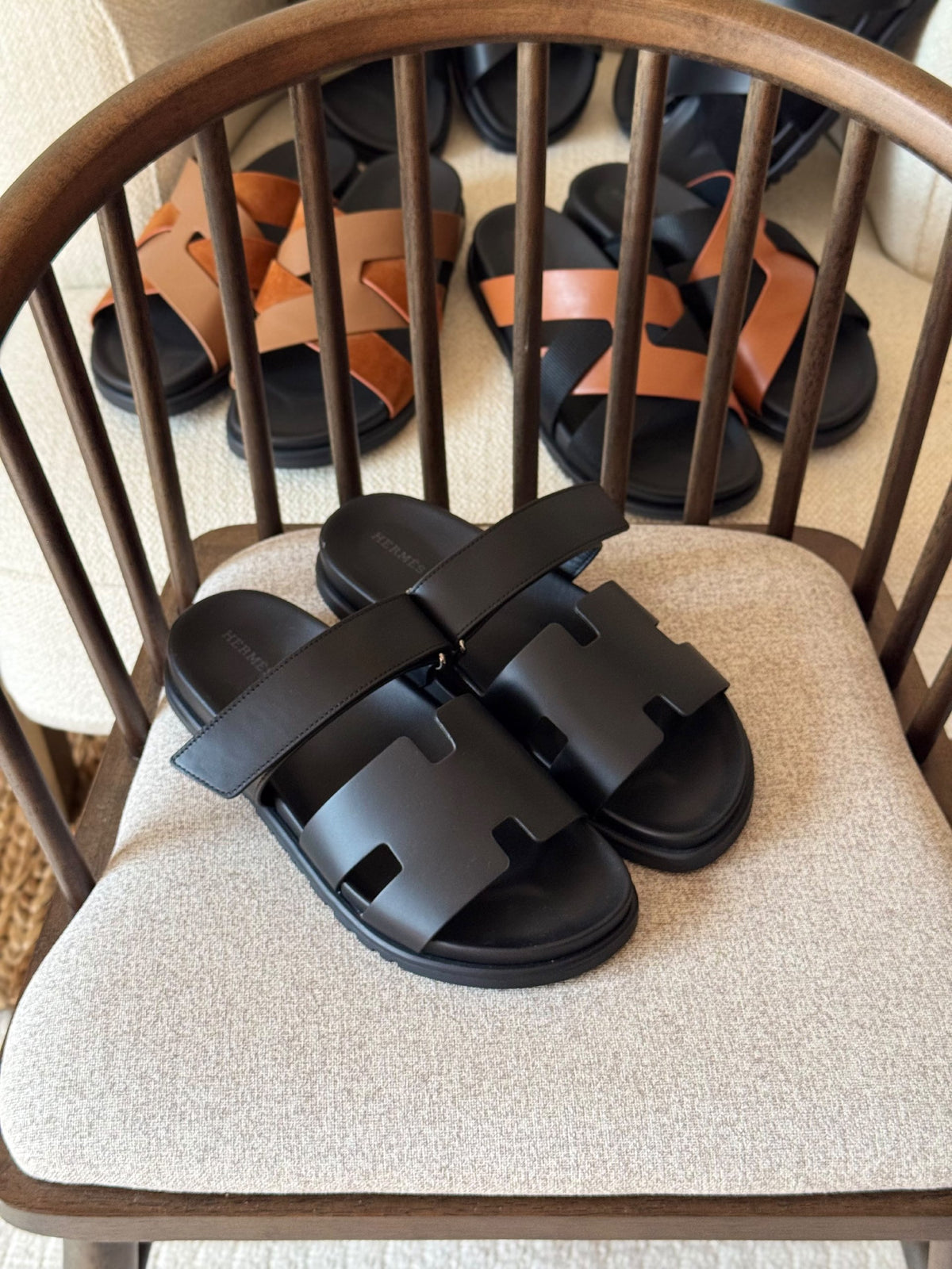 Hermes Slippers - Black