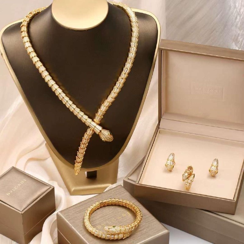 Bulgari Jewelry Set - Gold Snake Print