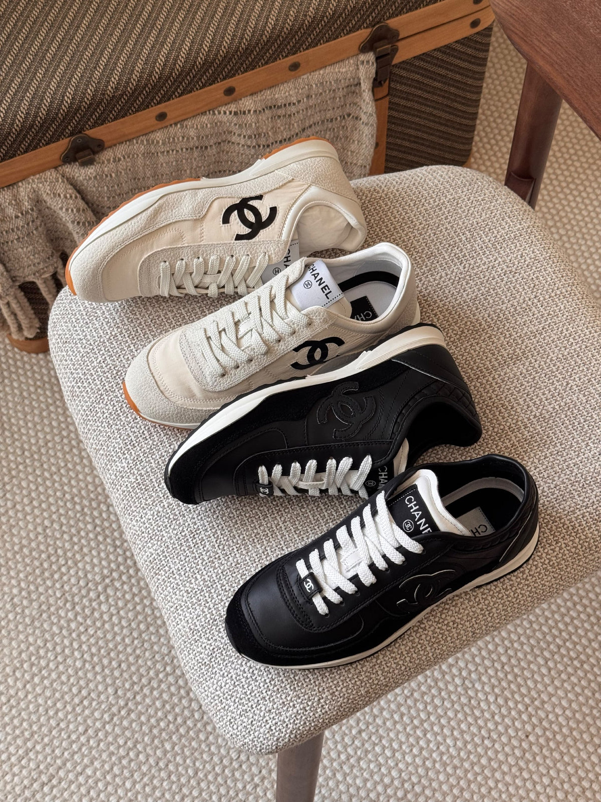 Chanel Sneakers - White, Black