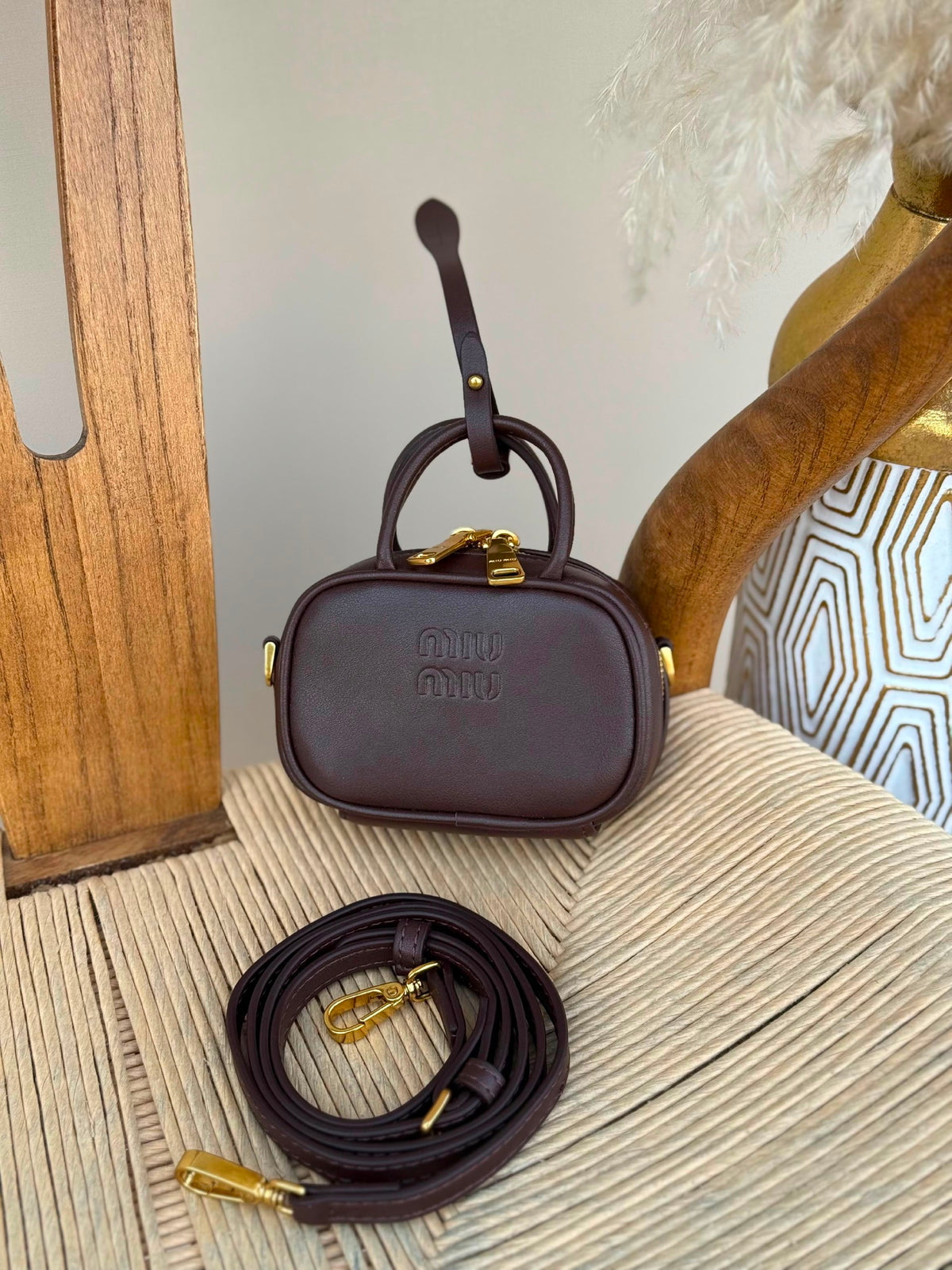 Miu Miu Mini Structured Handbag - Burgundy