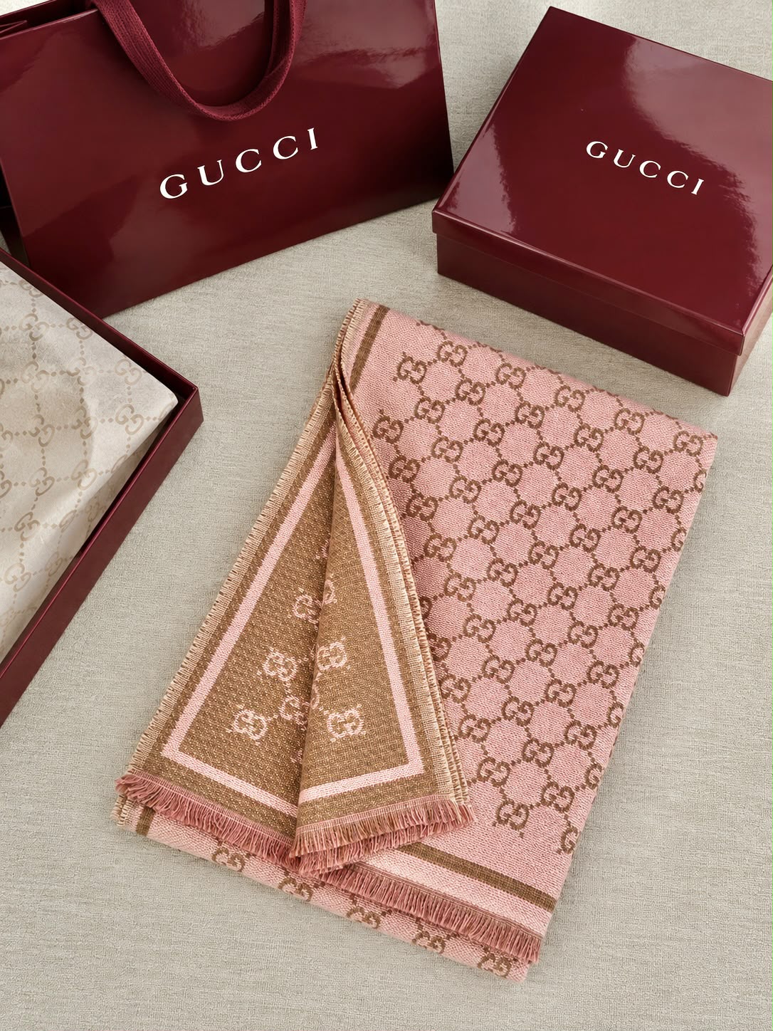 Gucci Diamond Pattern Shawl - Pink Monogram