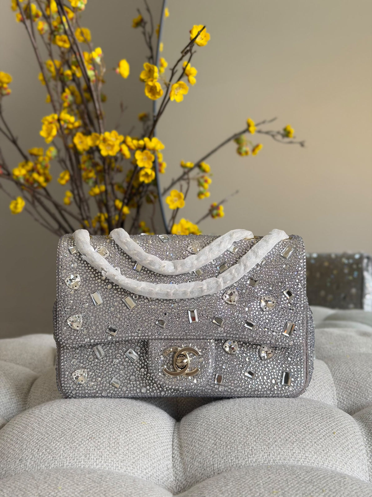 Chanel Crystal Flap Handbag - Silver