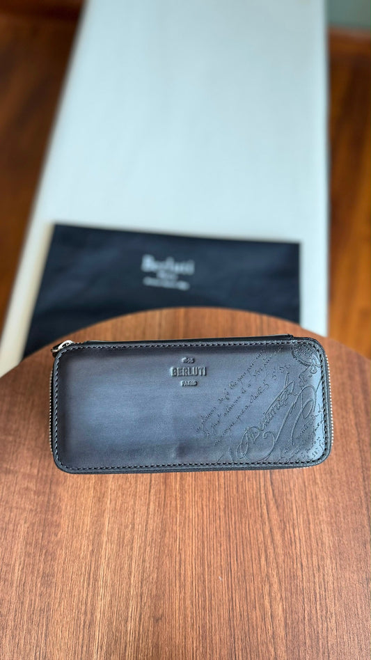 Berluti Watch Case - Dark Grey Embossed