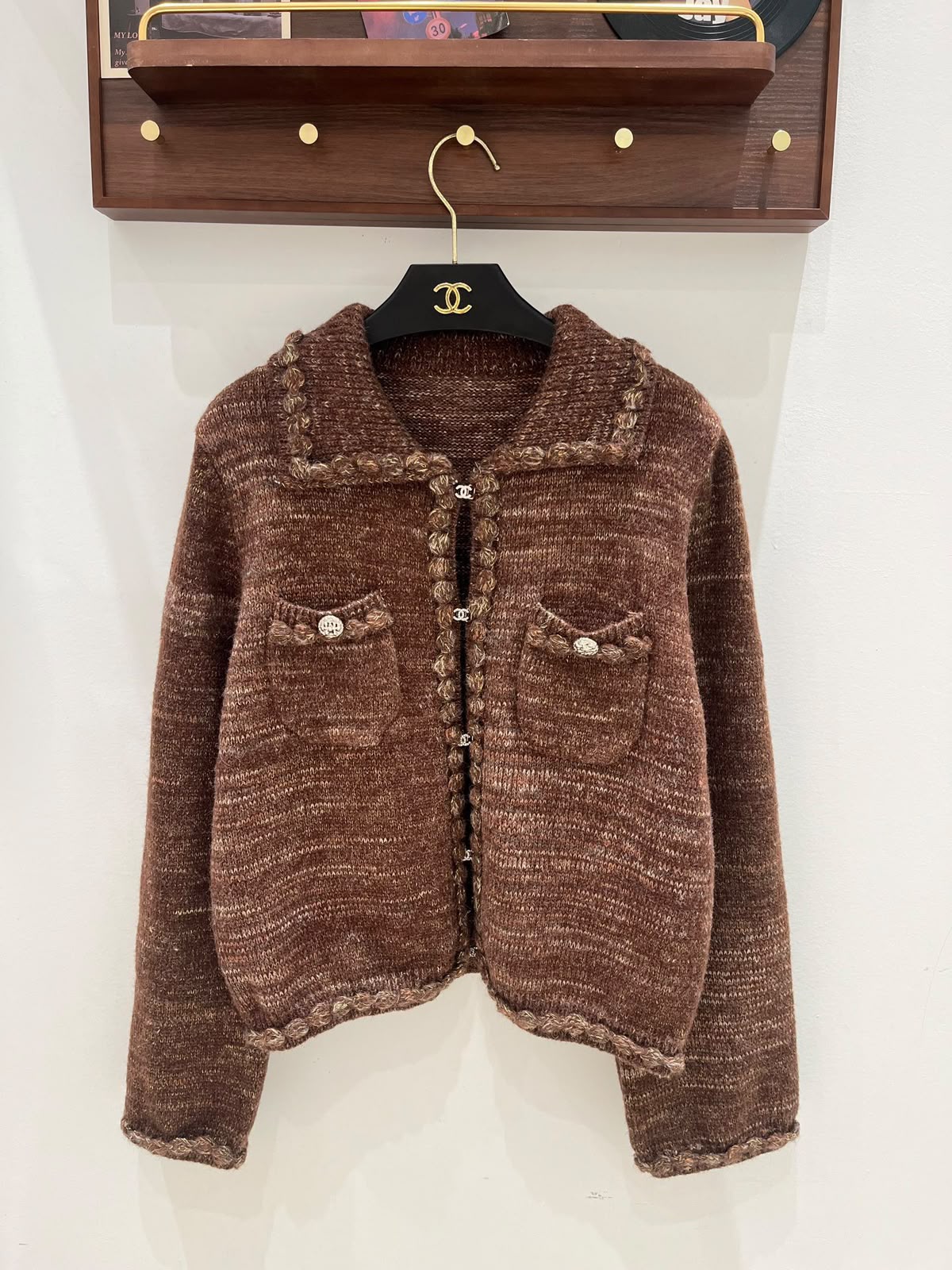 Chanel Pocket Cardigan - Light Blue, Brown
