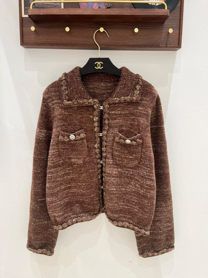 Chanel Pocket Cardigan - Light Blue, Brown