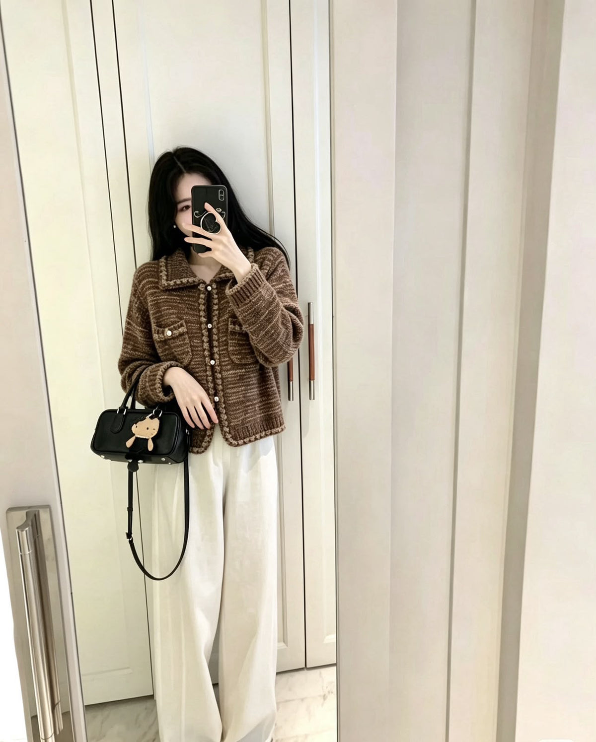 Chanel Pocket Cardigan - Light Blue, Brown