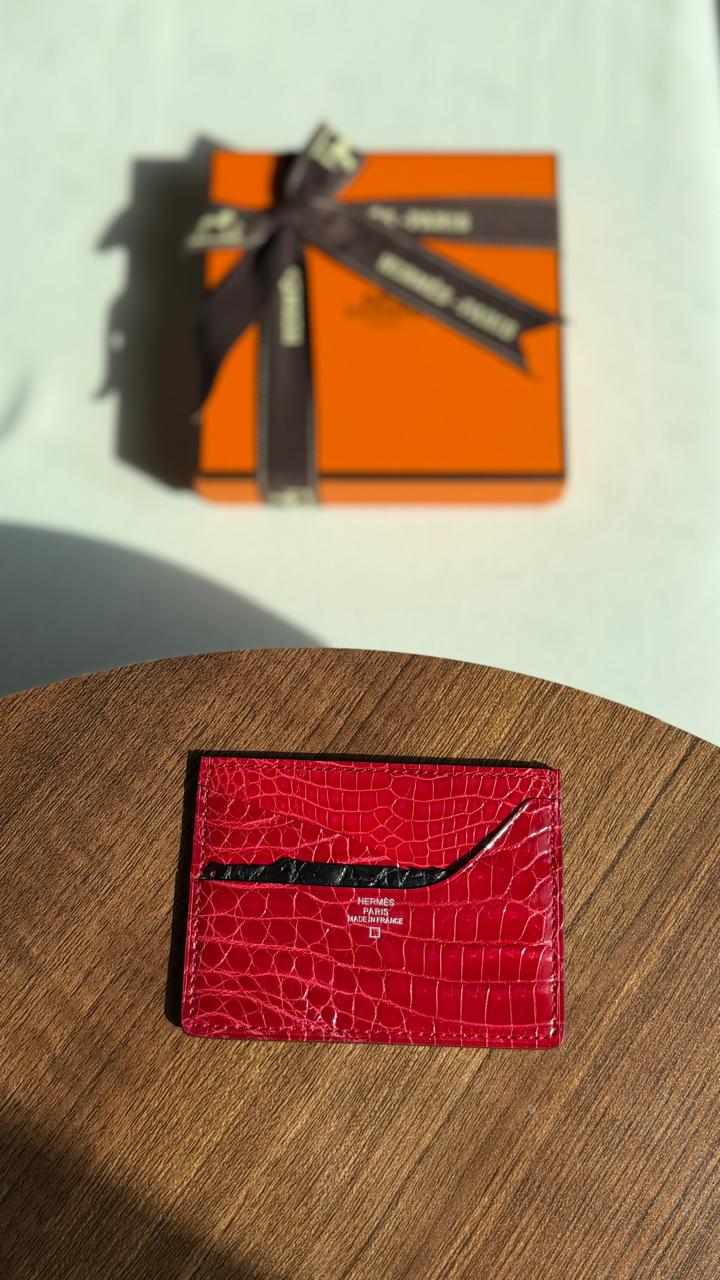 Hermès Card Holder - Red Embossed