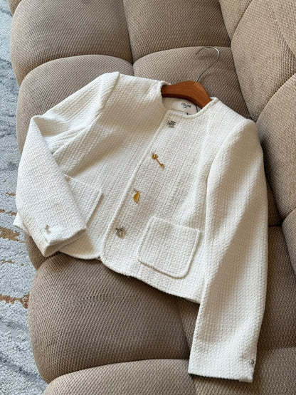Celine Collarless Pocket Jacket - Black, White