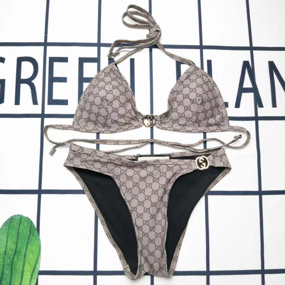 Gucci Bikini Set Denim Logo Ring - Blue, Grey
