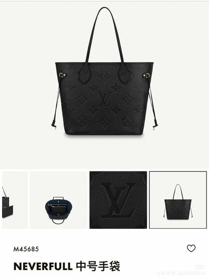 Louis Vuitton Neverfull Tote Bag - Black Embossed
