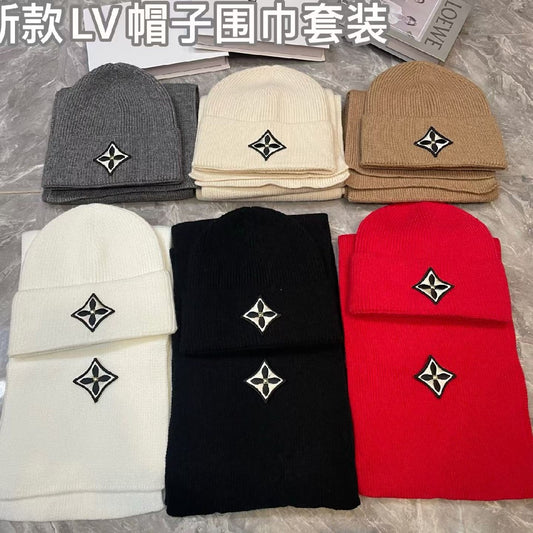 Louis Vuitton Scarf & Beanie Star Patch - Grey, White, Beige, Black, Red