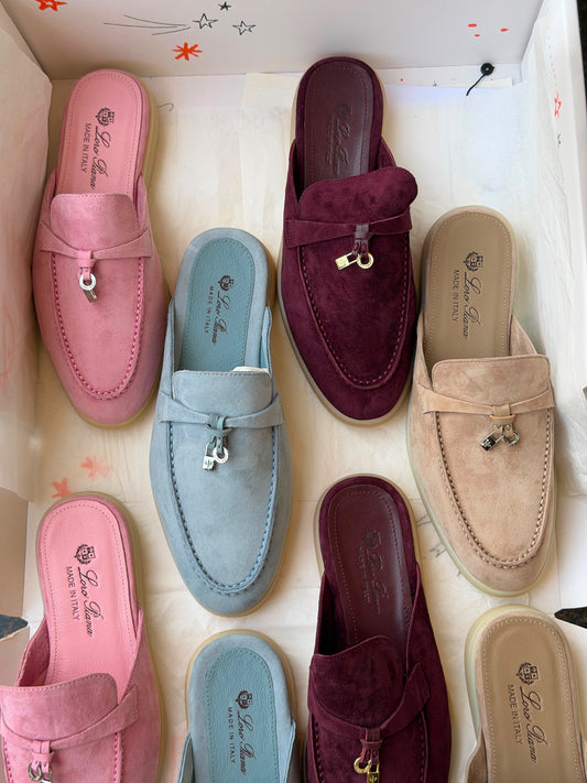 Loro Piana Mule - Burgundy, Pink, Beige, Light Blue