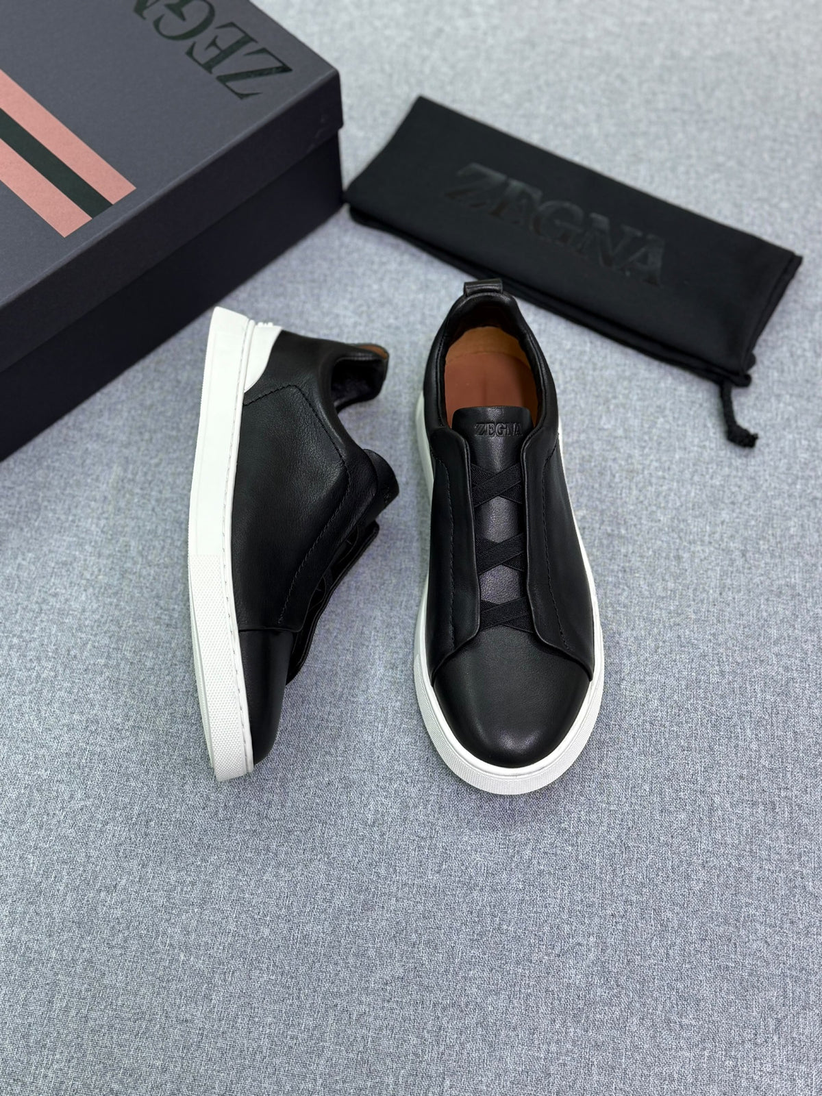 Zegna Eyelet Slip-On Sneakers - Black