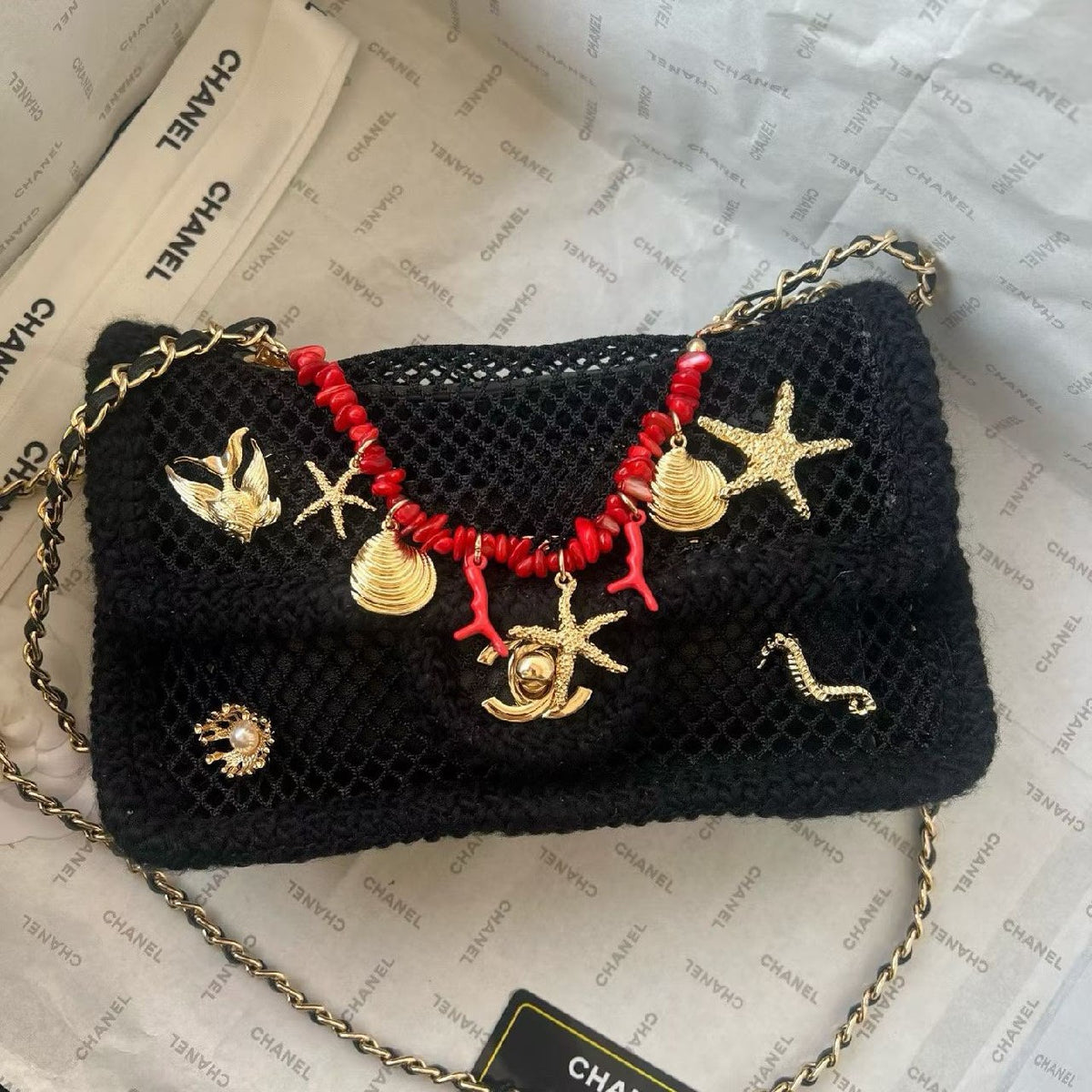 Chanel Charm Flap Shoulder Bag - Black