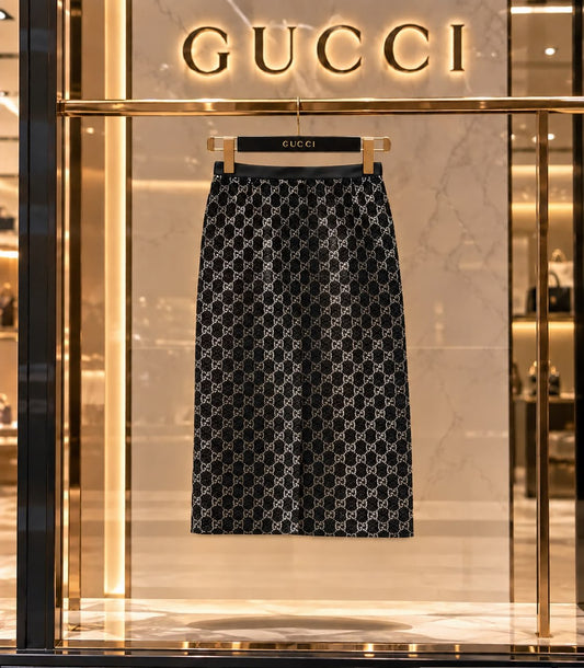 Gucci Straight Skirt - Black Monogram