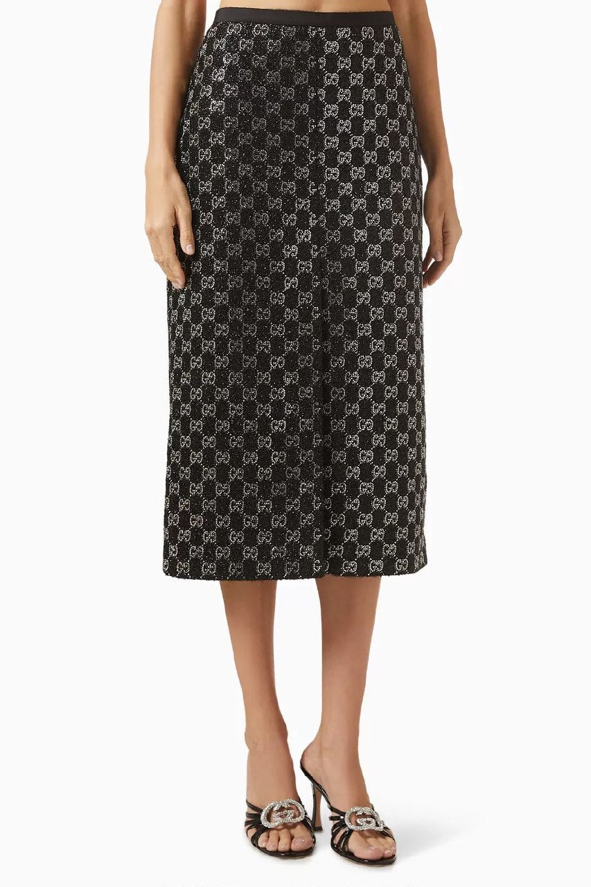 Gucci Straight Skirt - Black Monogram