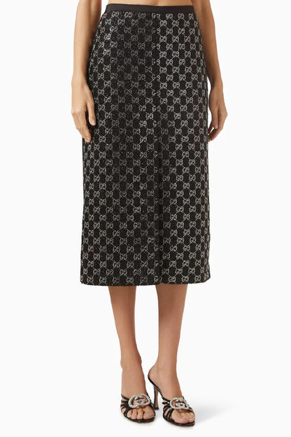 Gucci Straight Skirt - Black Monogram
