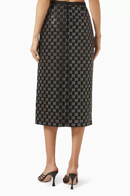 Gucci Straight Skirt - Black Monogram