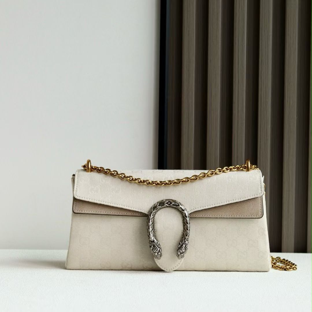 Gucci Horseshoe-Clasp Flap Shoulder Bag - White