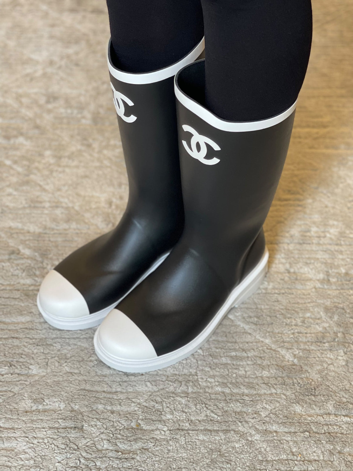 Chanel Tall Boots - Black & White