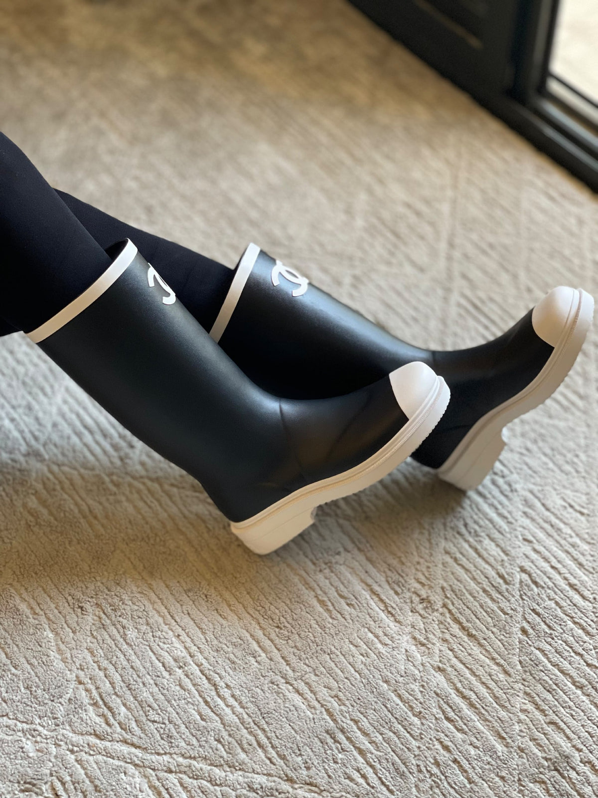 Chanel Tall Boots - Black & White