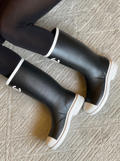 Chanel Tall Boots - Black & White