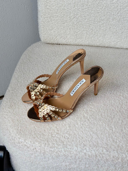 Aquazzura Cross-Strap Heels - Beige