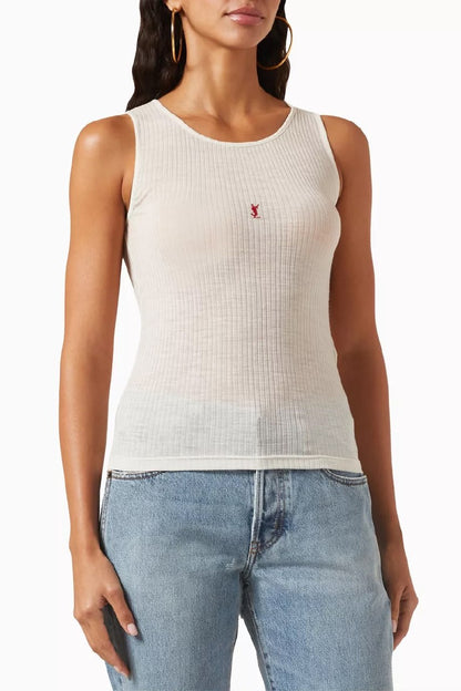 YSL Tank Top - White Monogram