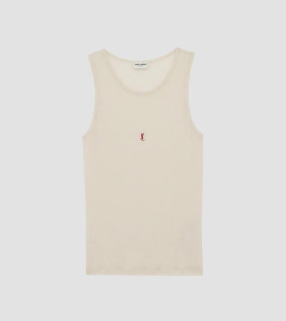 YSL Tank Top - White Monogram