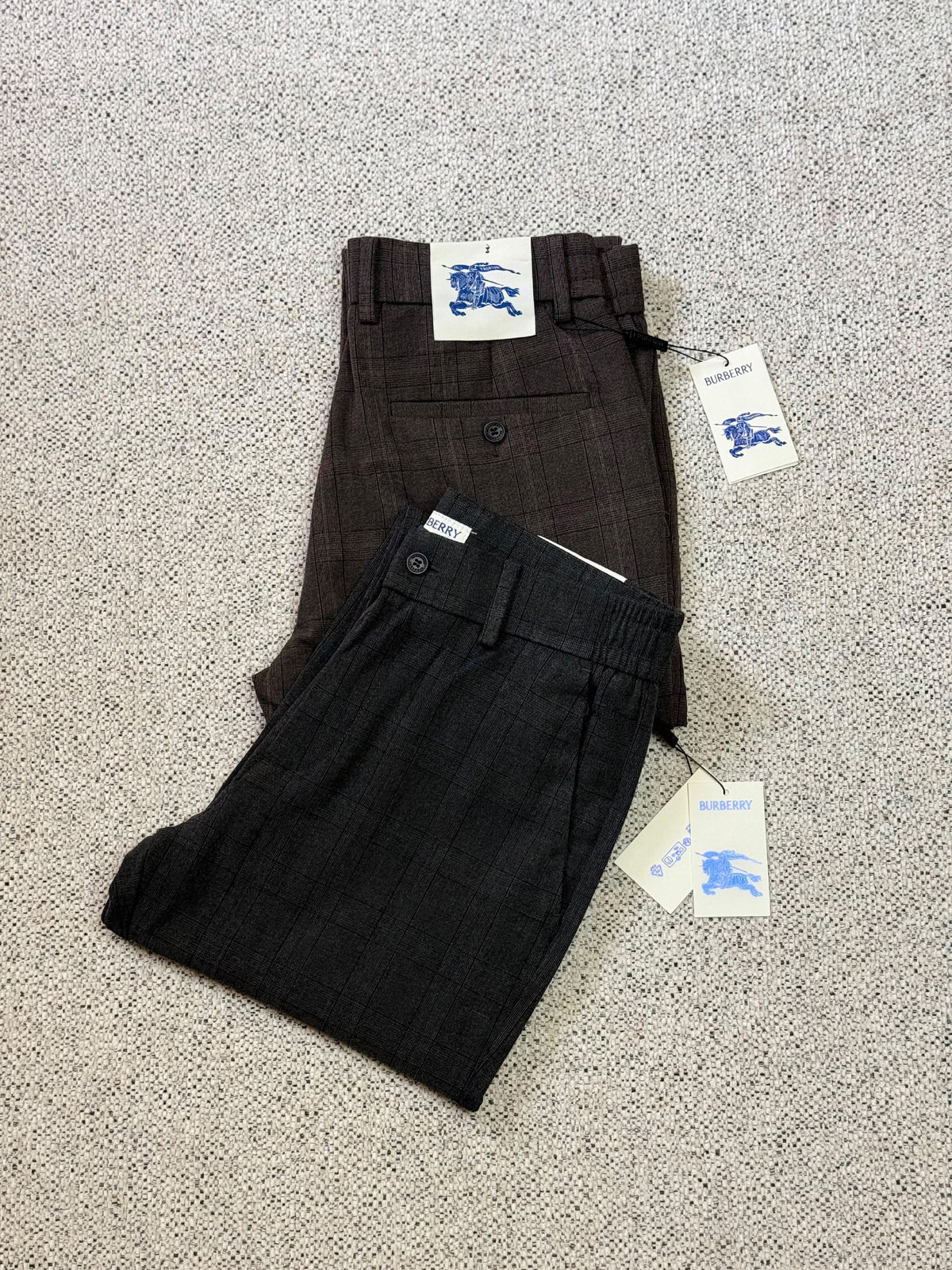 Burberry Check Pants - Dark Grey, Brown
