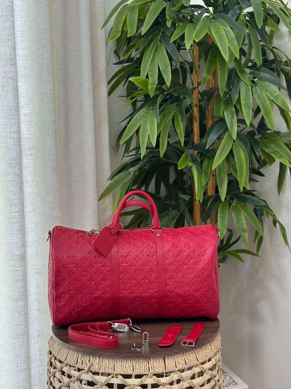 Louis Vuitton Duffel Bag - Red Embossed