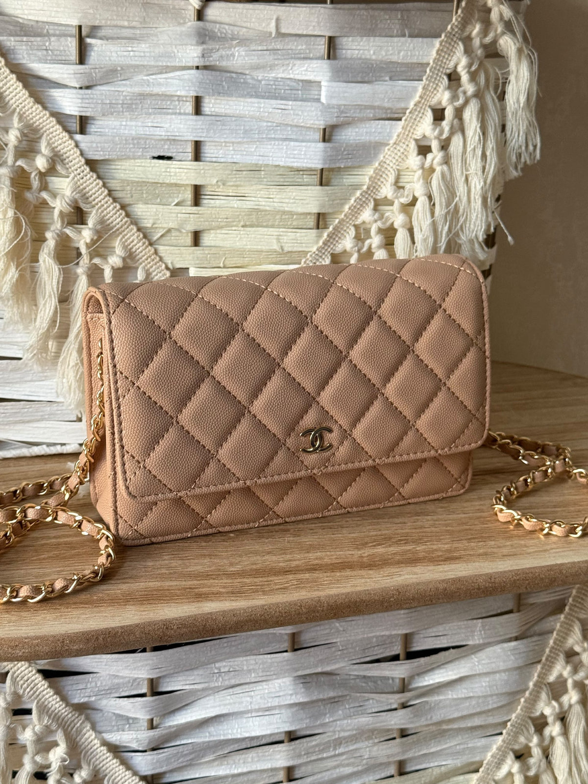 Hermès Slim Quilted Shoulder Bag - Beige