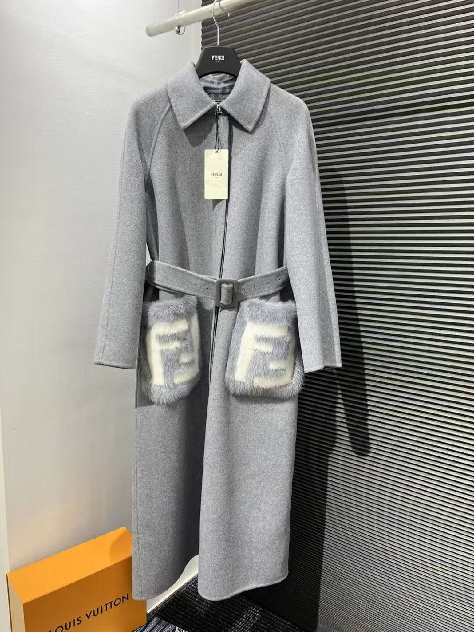 Fendi Belted Coat - Grey