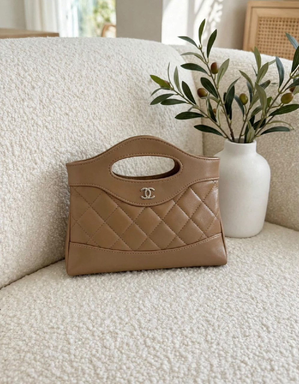 Chanel Handbag (Quilted Panel) - Beige