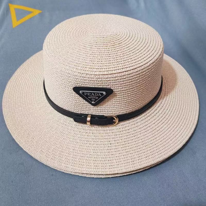 Prada Flat-Crown Hat - Beige, White, Brown, Black