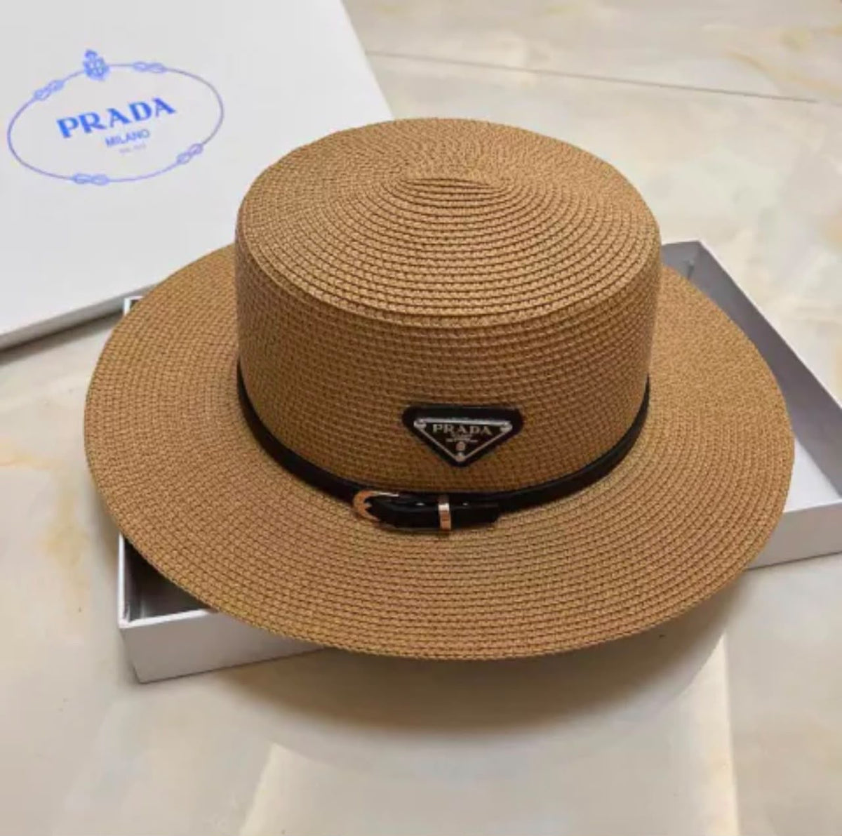 Prada Flat-Crown Hat - Beige, White, Brown, Black