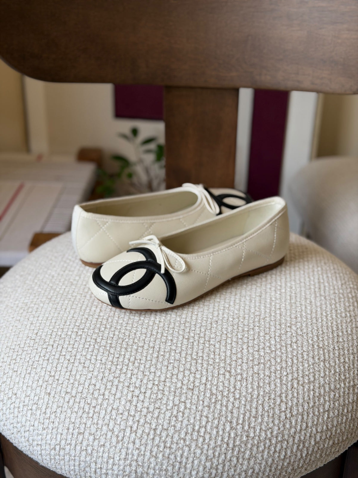 Chanel Slippers - Burgundy & Light Blue