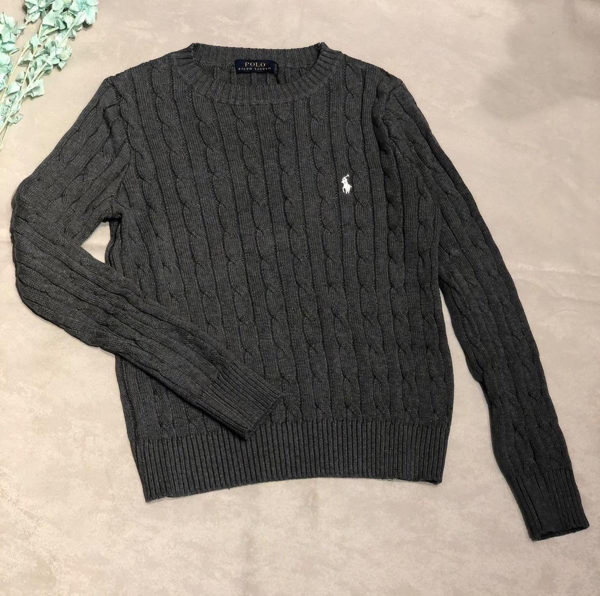 Polo Ralph Lauren Cable Crewneck Sweater - Dark Grey