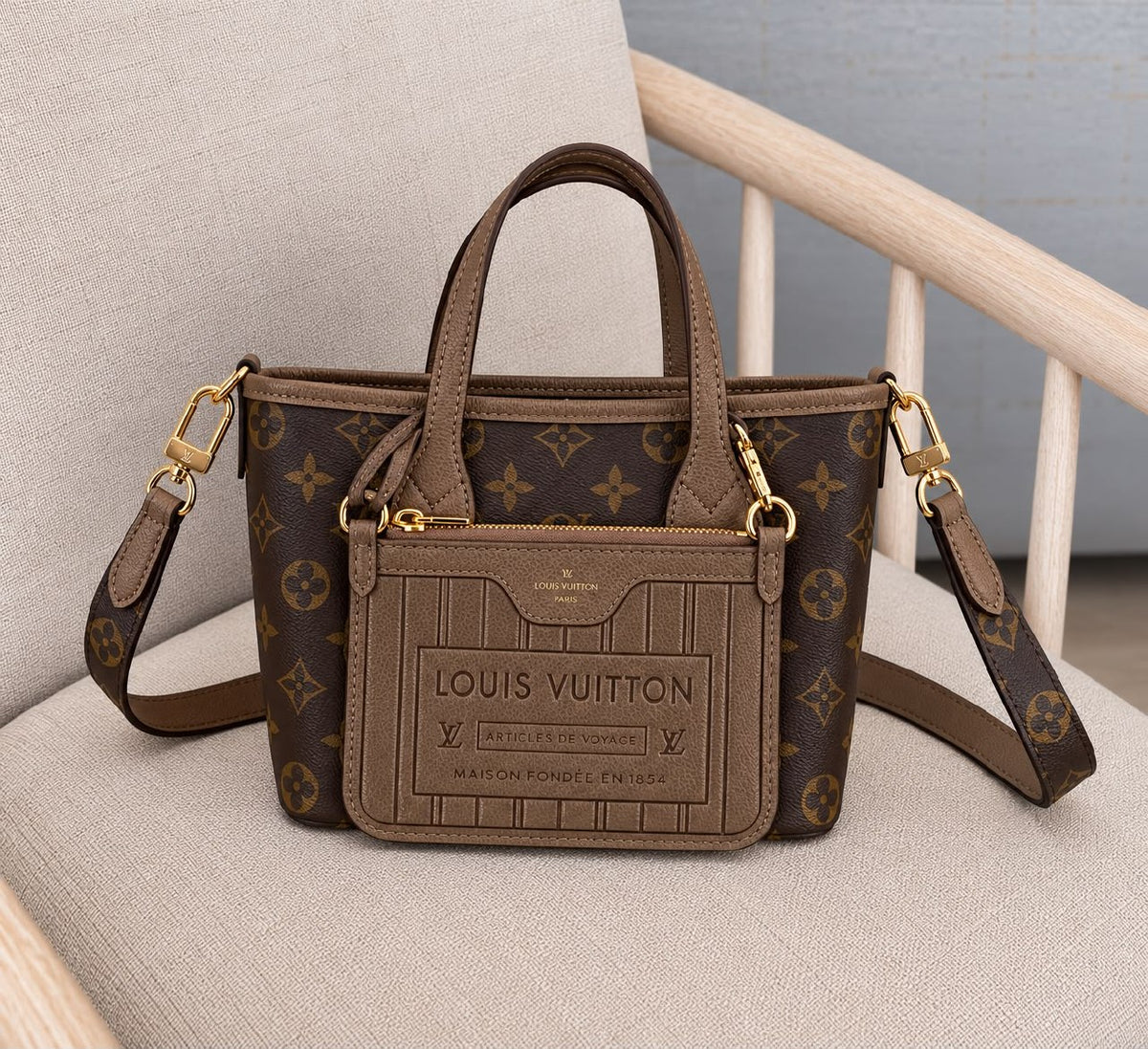 Louis Vuitton Pocket Tote Bag - Brown Monogram