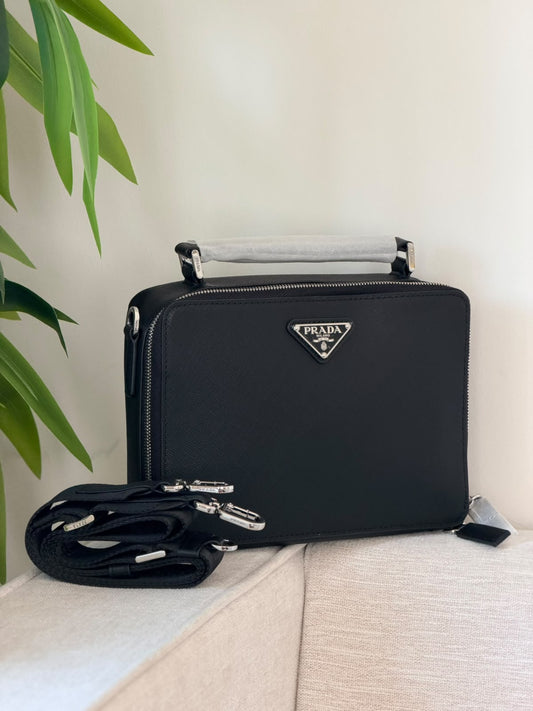 Prada Top-Handle Crossbody Bag - Black