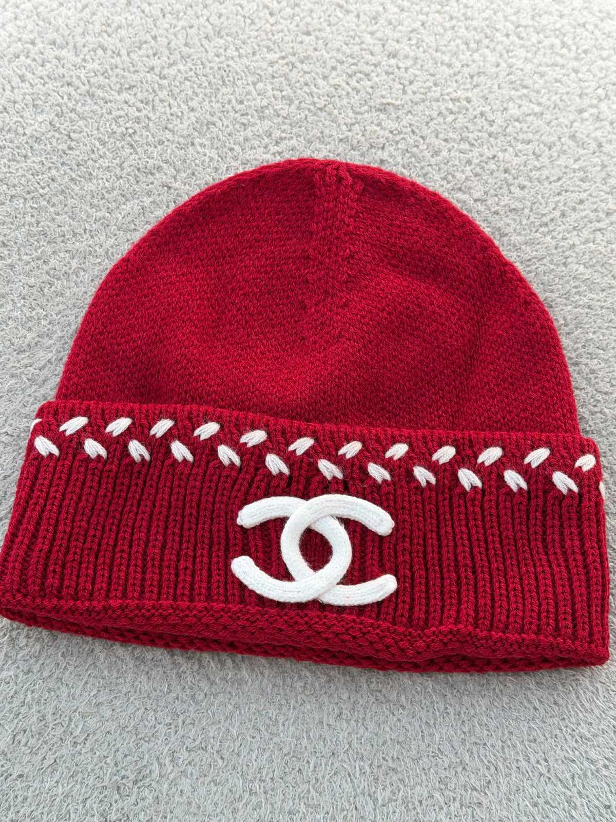 Chanel Beanie - Burgundy, Black, White
